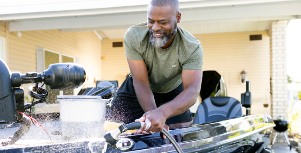 Man washing his car